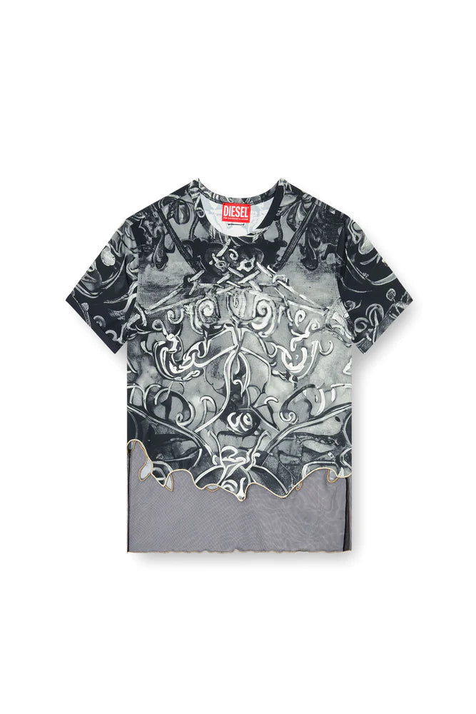 Nylon T-shirt with Heraldic print