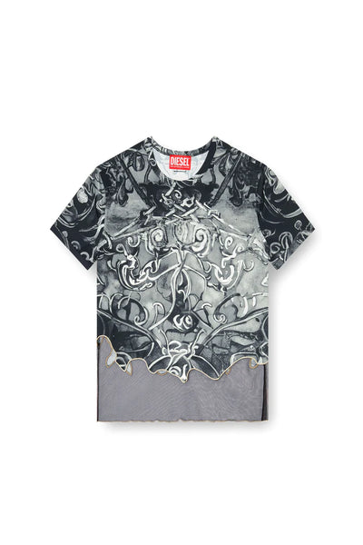 Nylon T-shirt with Heraldic print