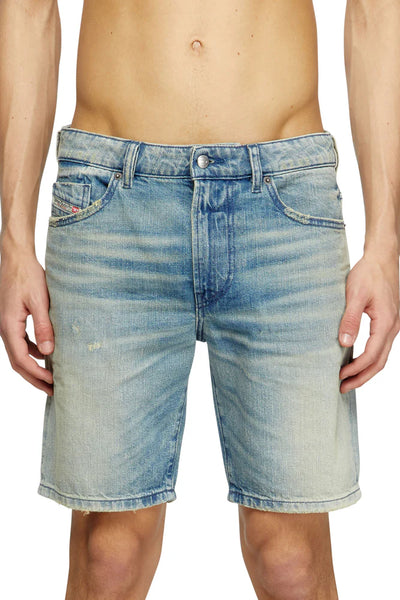 Slim shorts in worn-effect denim