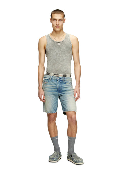Slim shorts in worn-effect denim