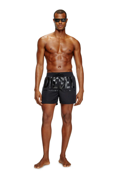Mid-length swim shorts with maxi logo
