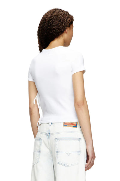 Tie-side T-shirt with logo graphic