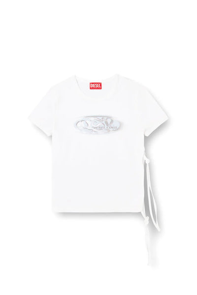 Tie-side T-shirt with logo graphic