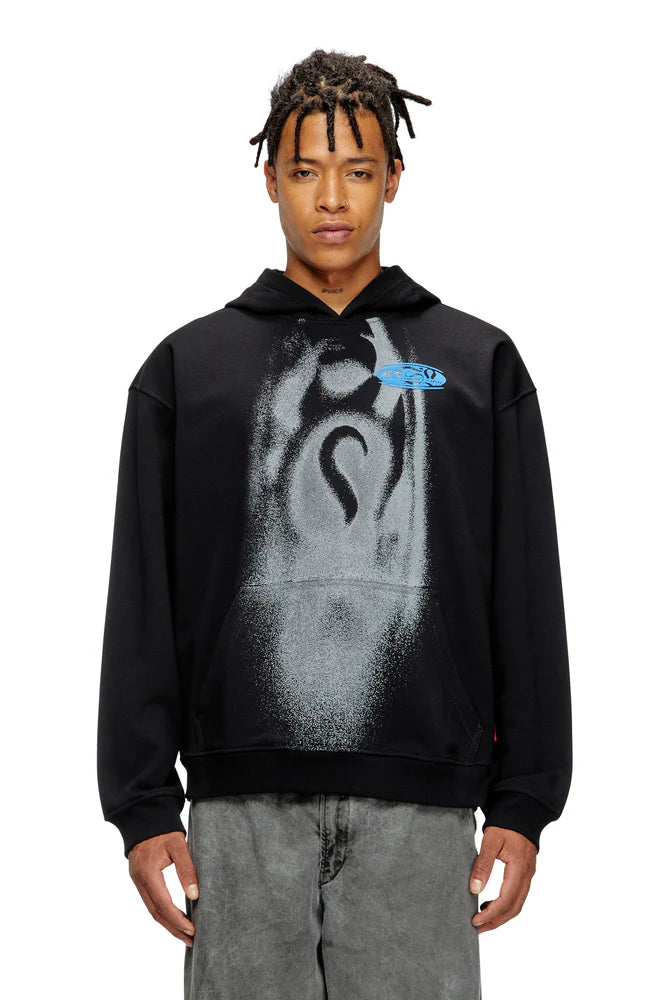 Hoodie with spray-effect print