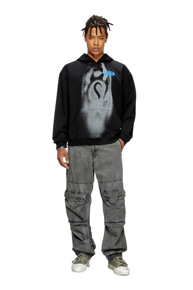Hoodie with spray-effect print