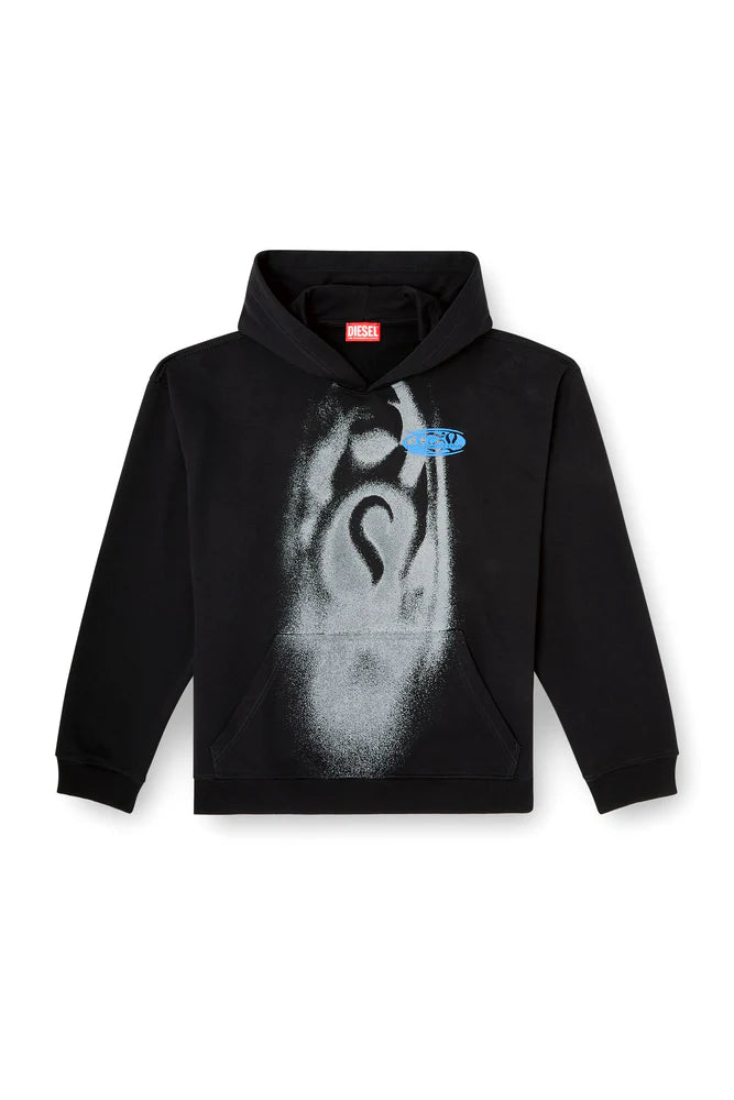 Hoodie with spray-effect print