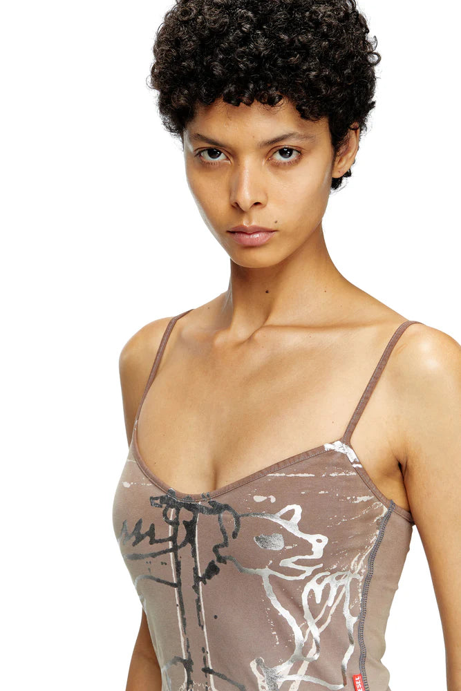 Mini dress with foil print