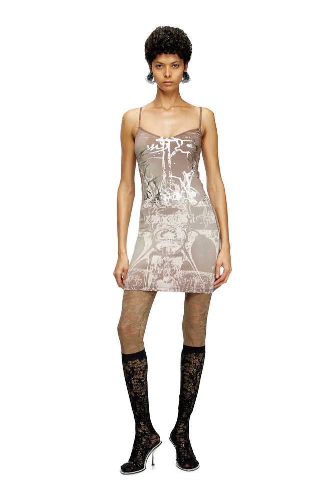 Mini dress with foil print