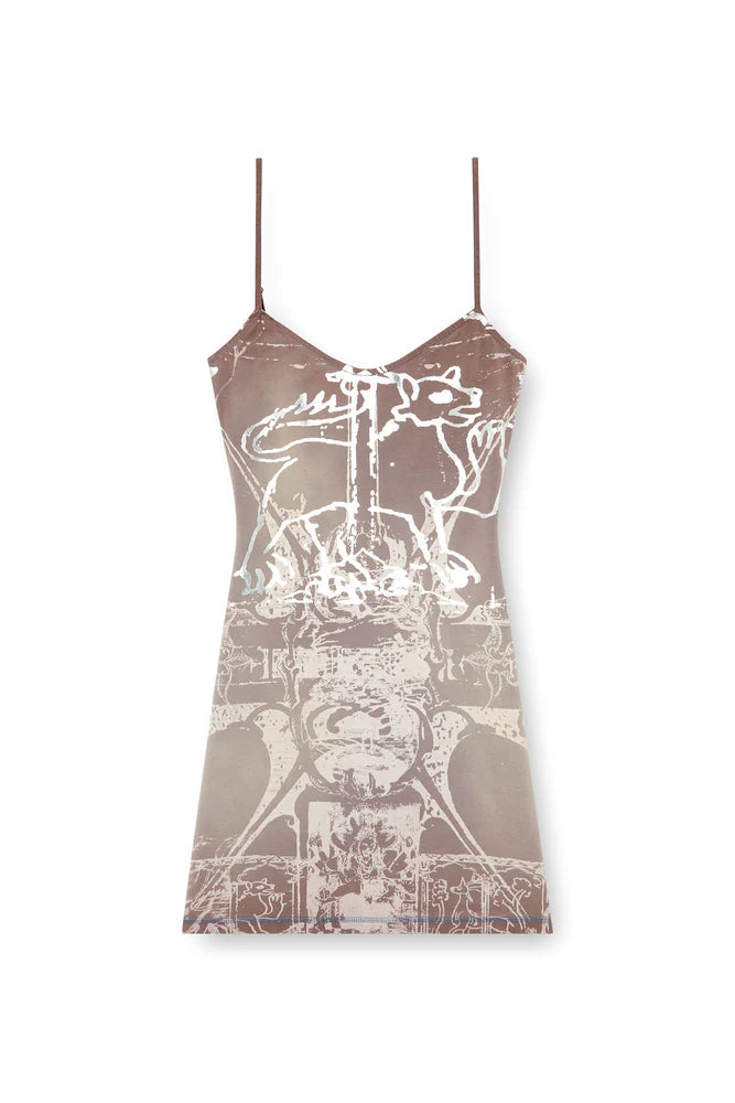 Mini dress with foil print