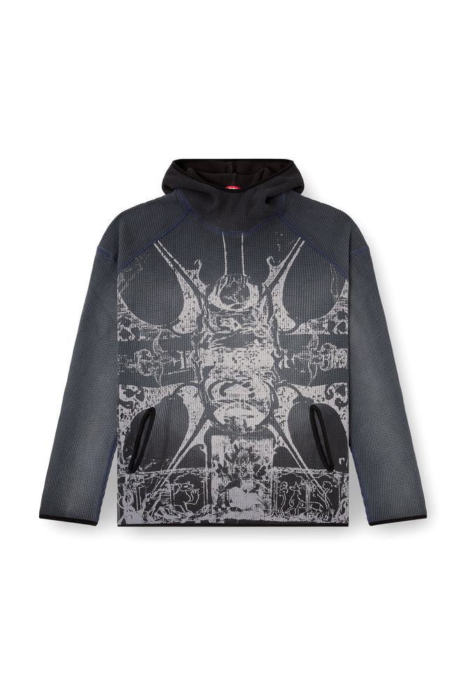 Faded waffle hoodie with graphic print