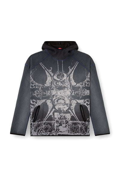 Faded waffle hoodie with graphic print