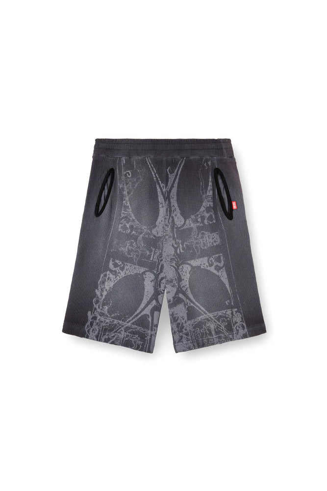 Waffle shorts with medieval print