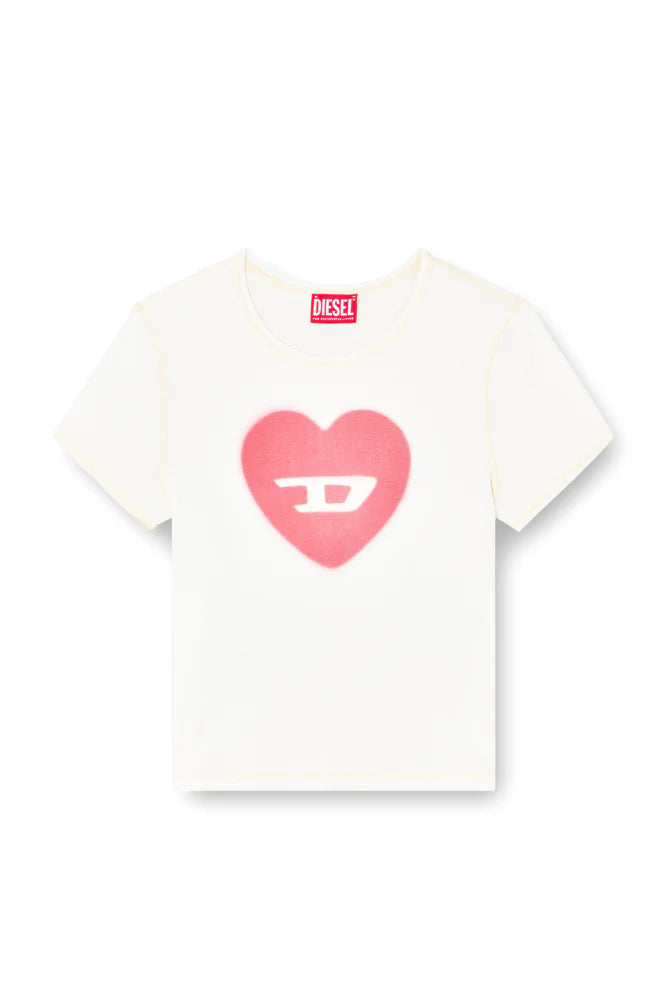 Ribbed T-shirt with watercolour heart D