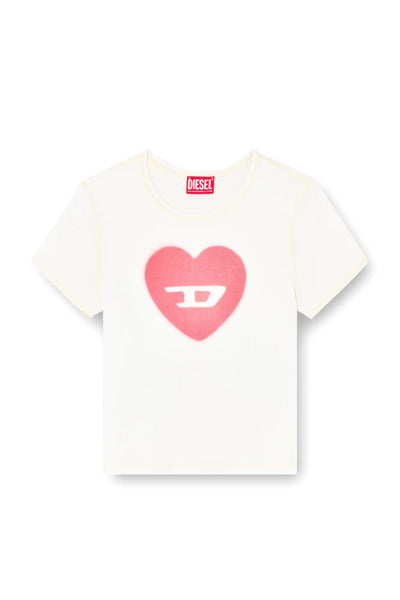 Ribbed T-shirt with watercolour heart D