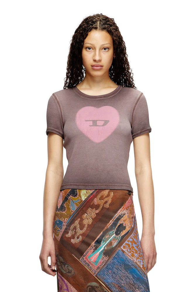 Ribbed T-shirt with watercolour heart D