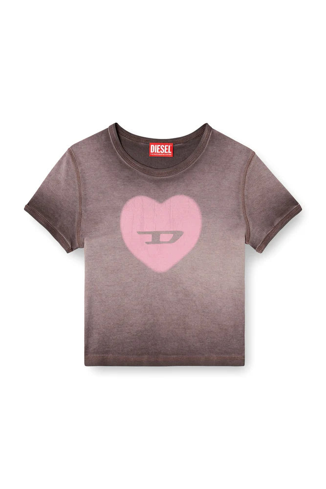 Ribbed T-shirt with watercolour heart D
