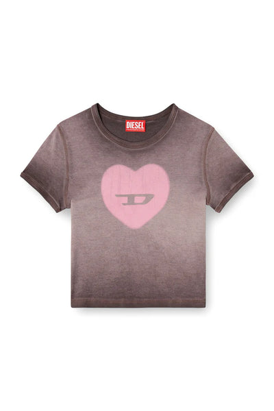 Ribbed T-shirt with watercolour heart D