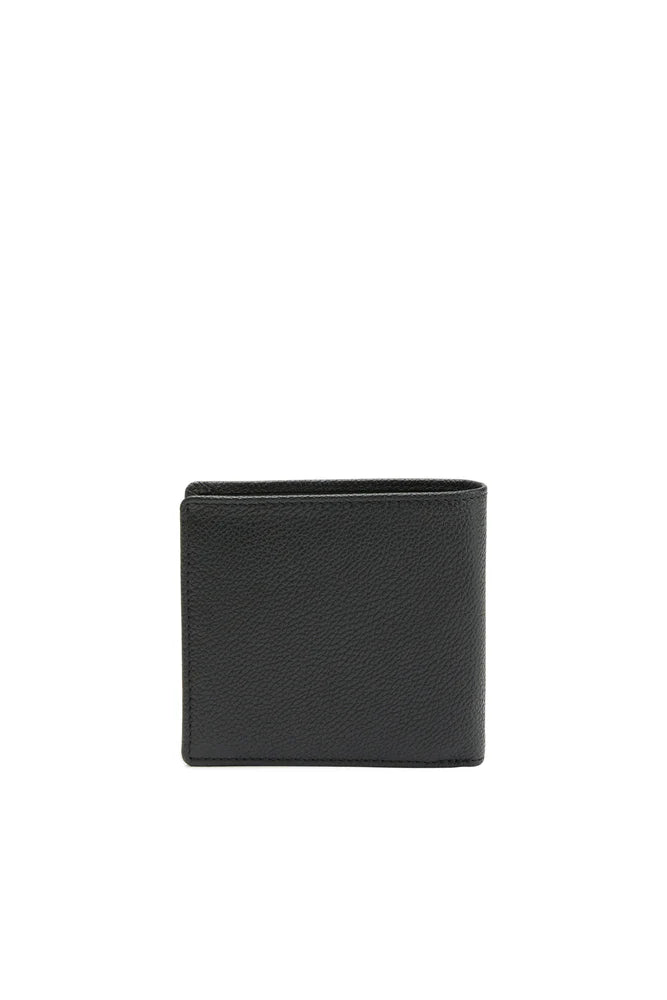 Bi-fold wallet in grainy leather