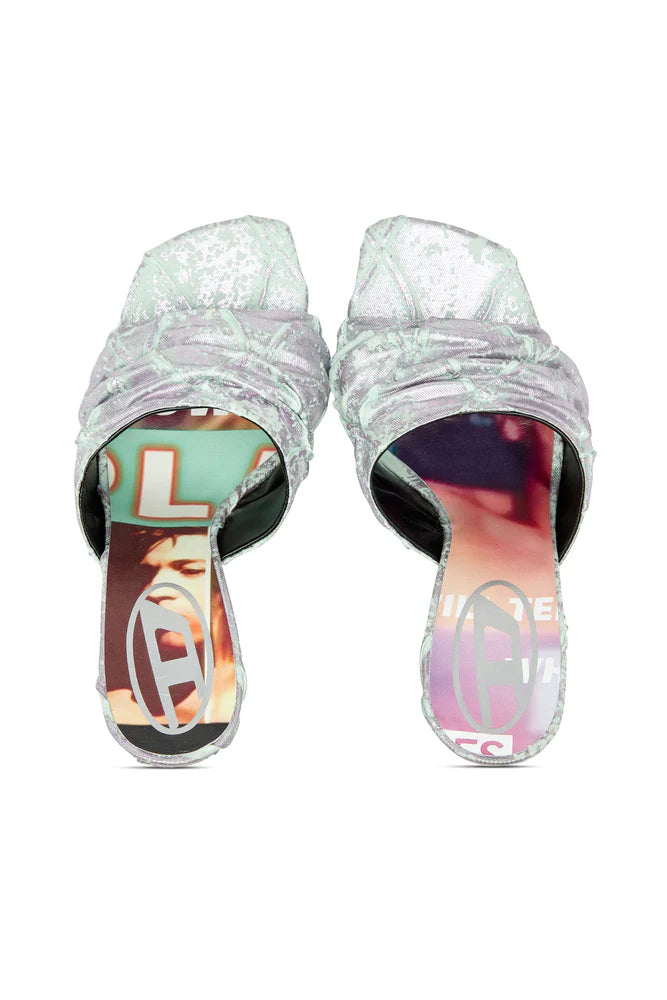 D-Sydney-Mule sandals in shimmering denim