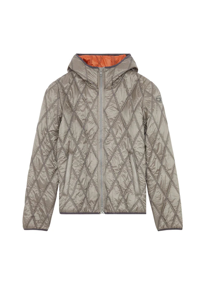 Hooded jacket in quilted nylon