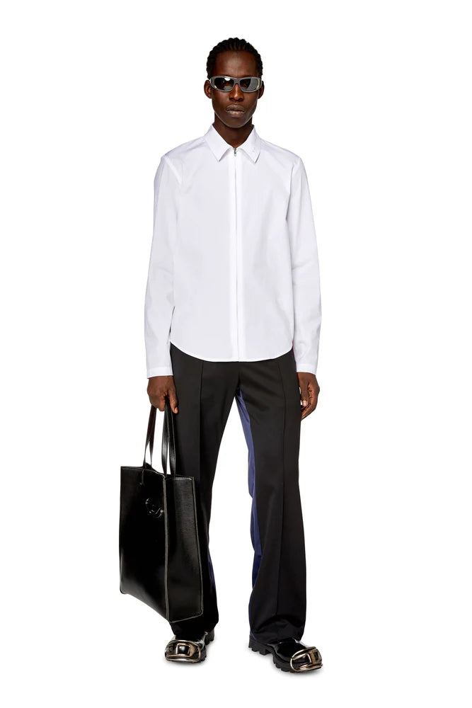 Logo-embroidered zip shirt