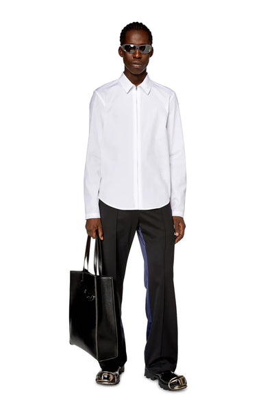 Logo-embroidered zip shirt