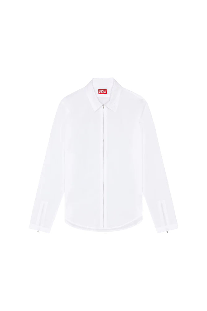 Logo-embroidered zip shirt