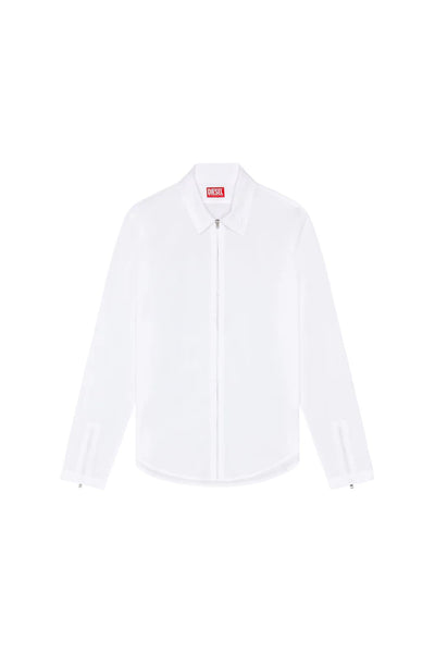 Logo-embroidered zip shirt