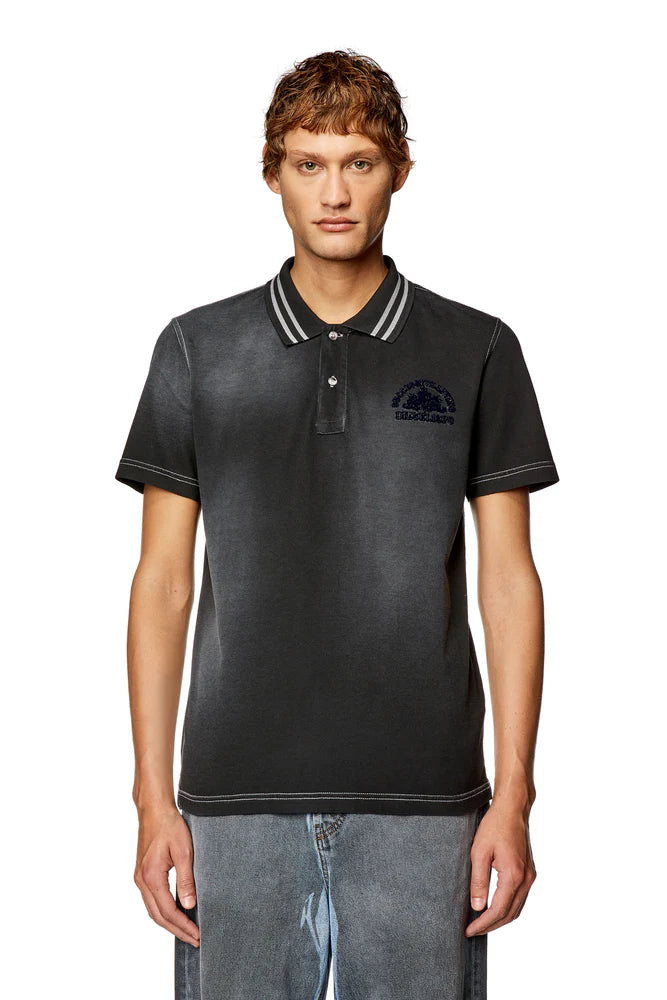 Polo shirt with layered Diesel prints