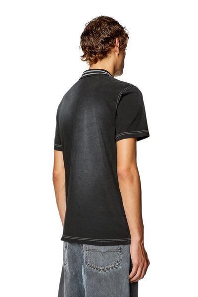 Polo shirt with layered Diesel prints