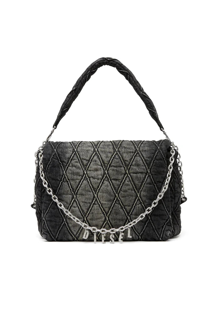 Charm-D Shoulder L - Large shoulder bag in quilted denim