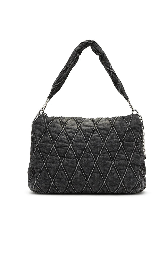 Charm-D Shoulder L - Large shoulder bag in quilted denim