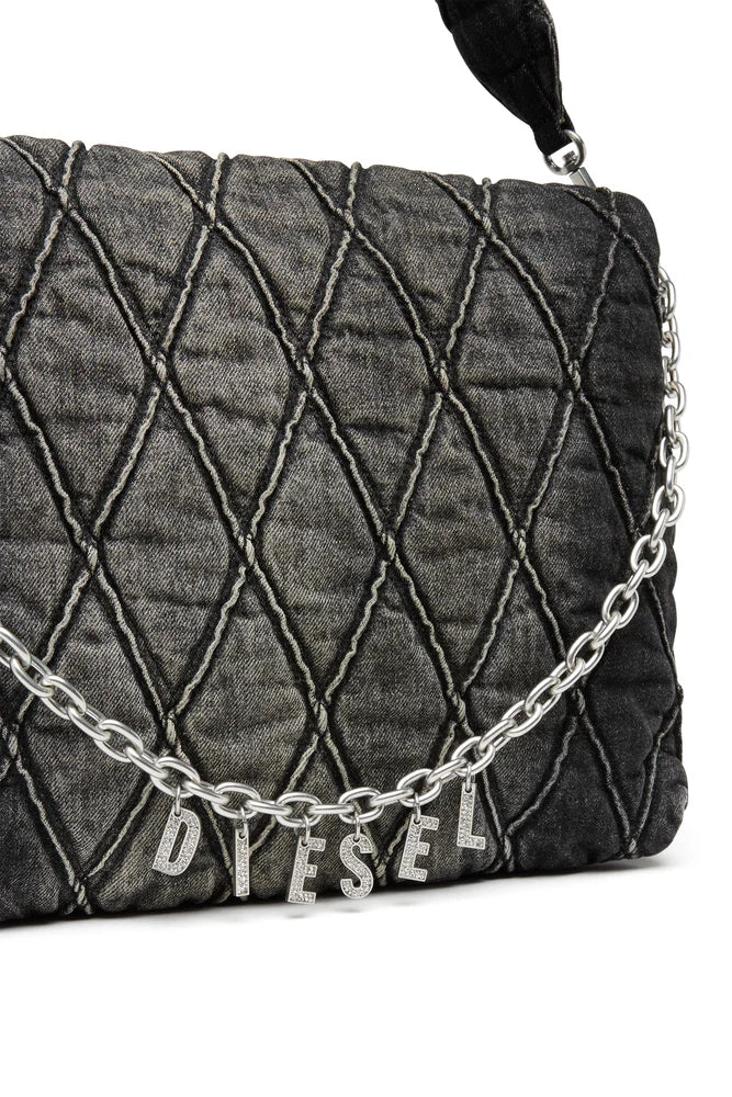 Charm-D Shoulder L - Large shoulder bag in quilted denim