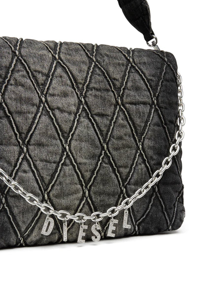 Charm-D Shoulder L - Large shoulder bag in quilted denim