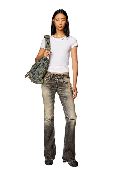 Ribbed-jersey top with chain necklace