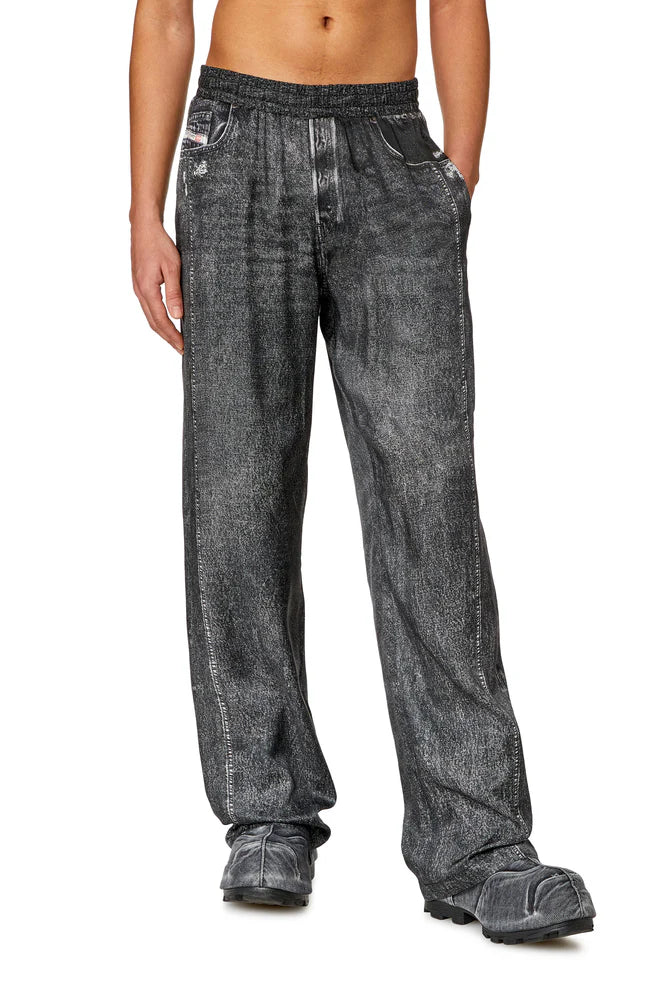 Track pants with denim print