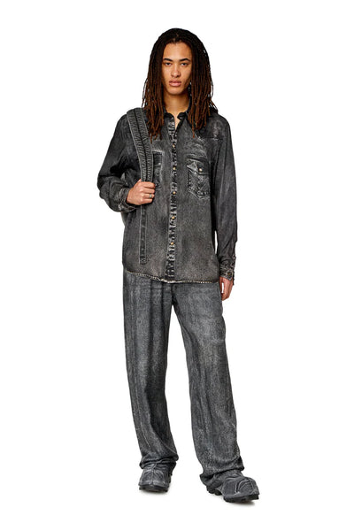 Track pants with denim print