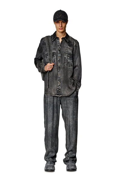 Fluid shirt with denim print