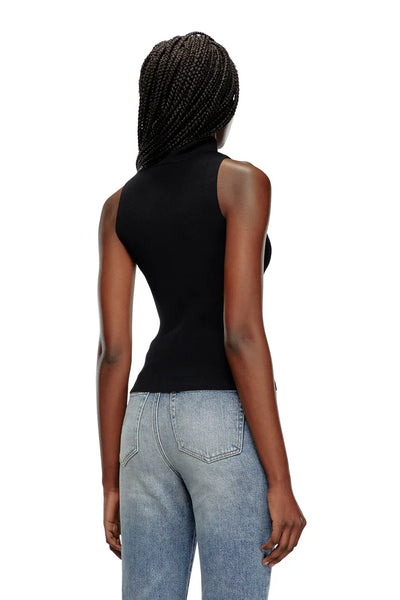 Ribbed-knit turtleneck top