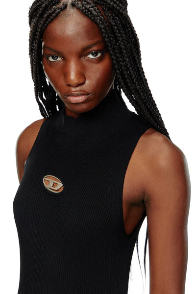 Ribbed-knit turtleneck top