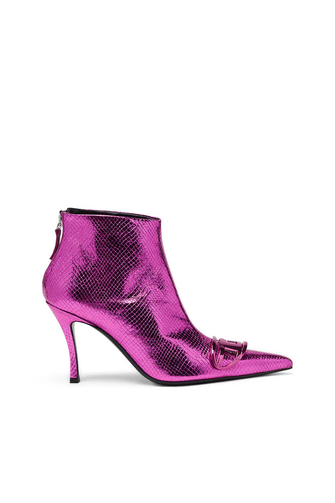 D-Venus-Patent snake-effect ankle boots