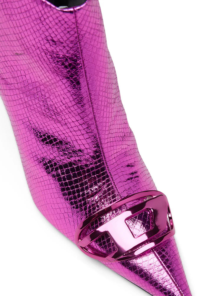 D-Venus-Patent snake-effect ankle boots