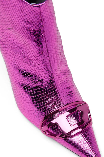 D-Venus-Patent snake-effect ankle boots