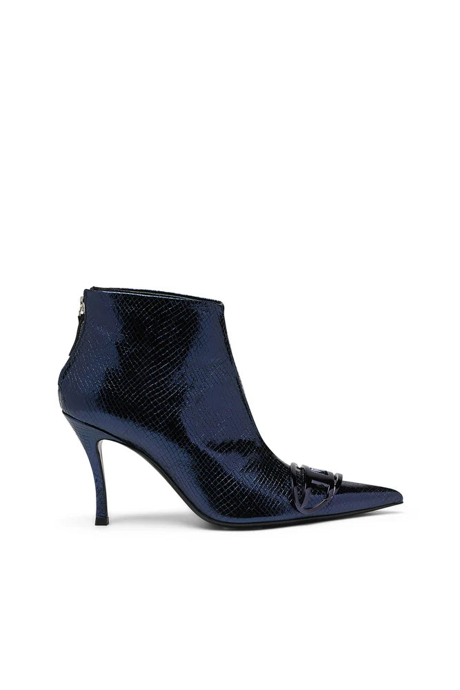 D-Venus-Patent snake-effect ankle boots