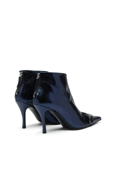 D-Venus-Patent snake-effect ankle boots