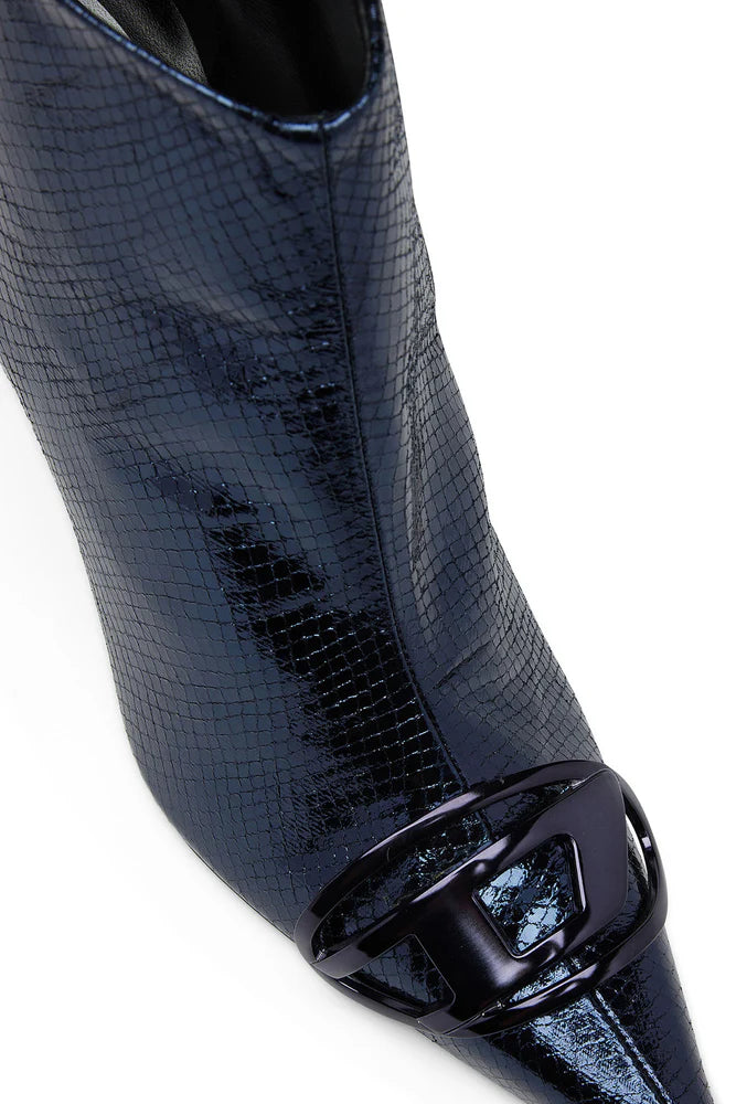D-Venus-Patent snake-effect ankle boots