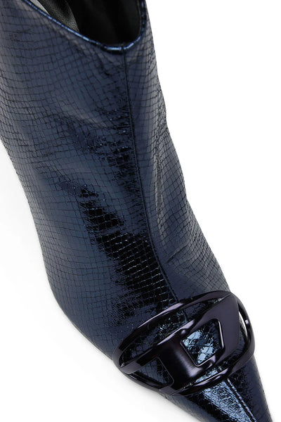 D-Venus-Patent snake-effect ankle boots