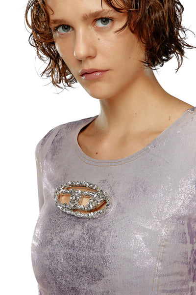 Long-sleeve top with crystal plaque