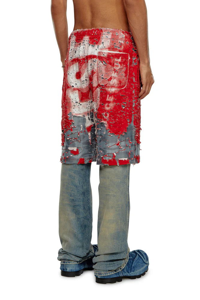 Logo shorts in destroyed jersey