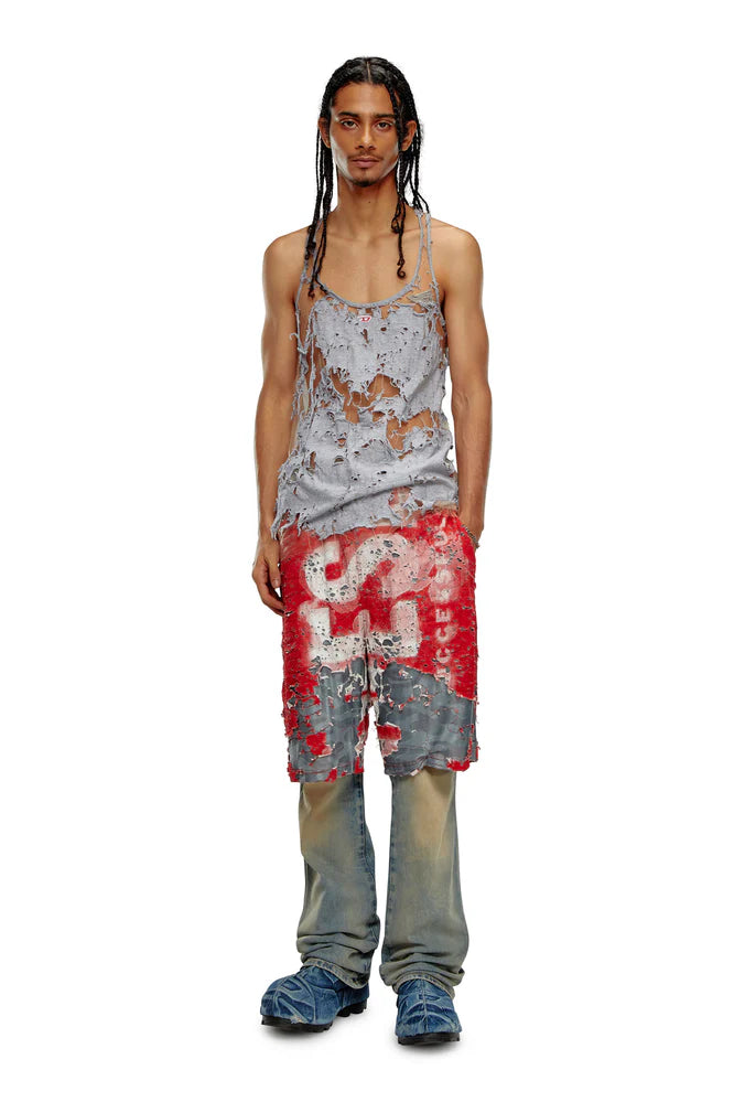 Logo shorts in destroyed jersey